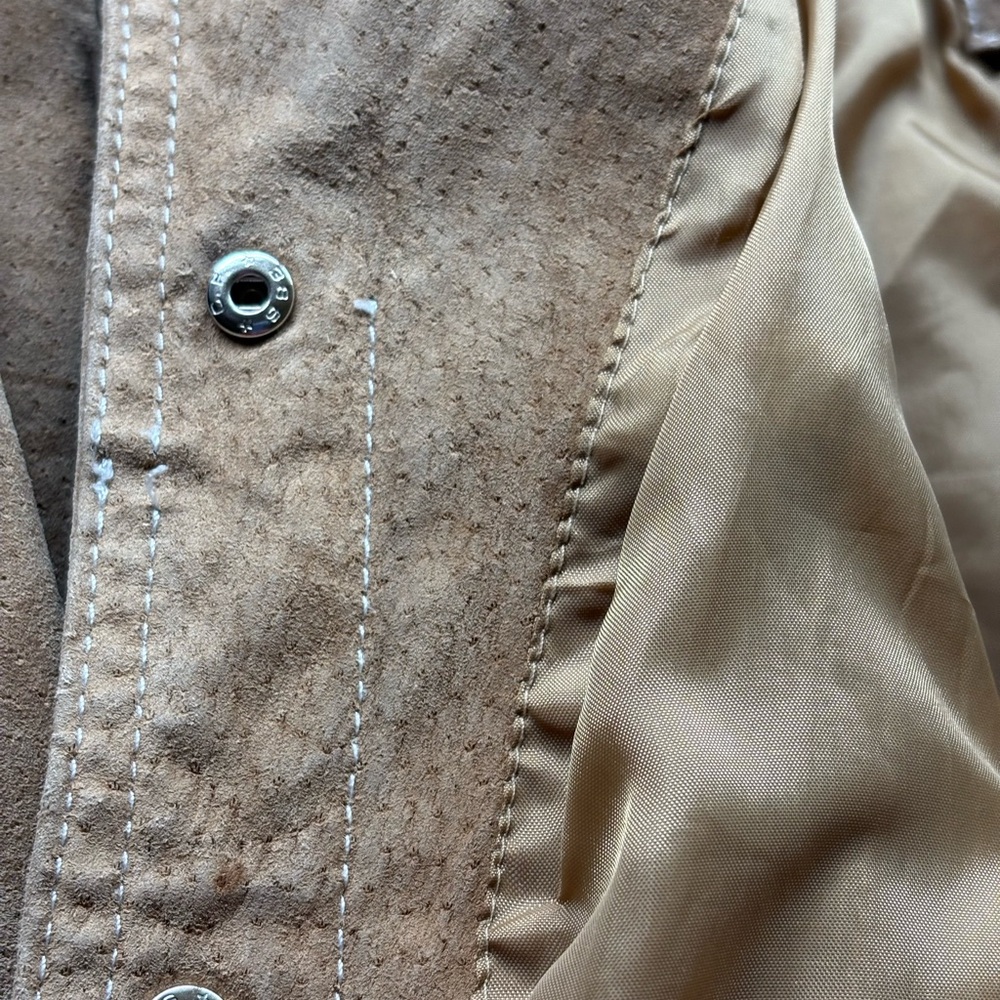 Vintage WILSONS LEATHER Maxima Cropped Beige Jacket Ladies S/M festival cowgirl - Picture 6 of 16
